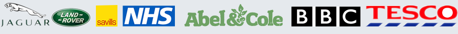 Jaguar Landrover, Savills, NHS, BBC, Abel and Cole, Tesco